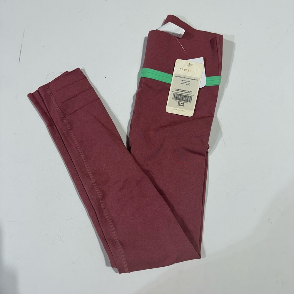Fabletics SculptKnit Leggings in salmon colored  and Green NWT